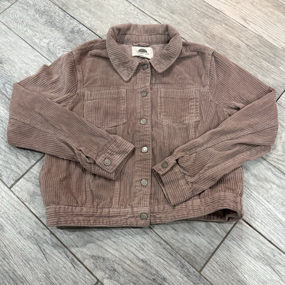 1 Sunset Lane Corduroy Jacket Women Size M Pink Retro Hippie Y2K‎ Fall Casual